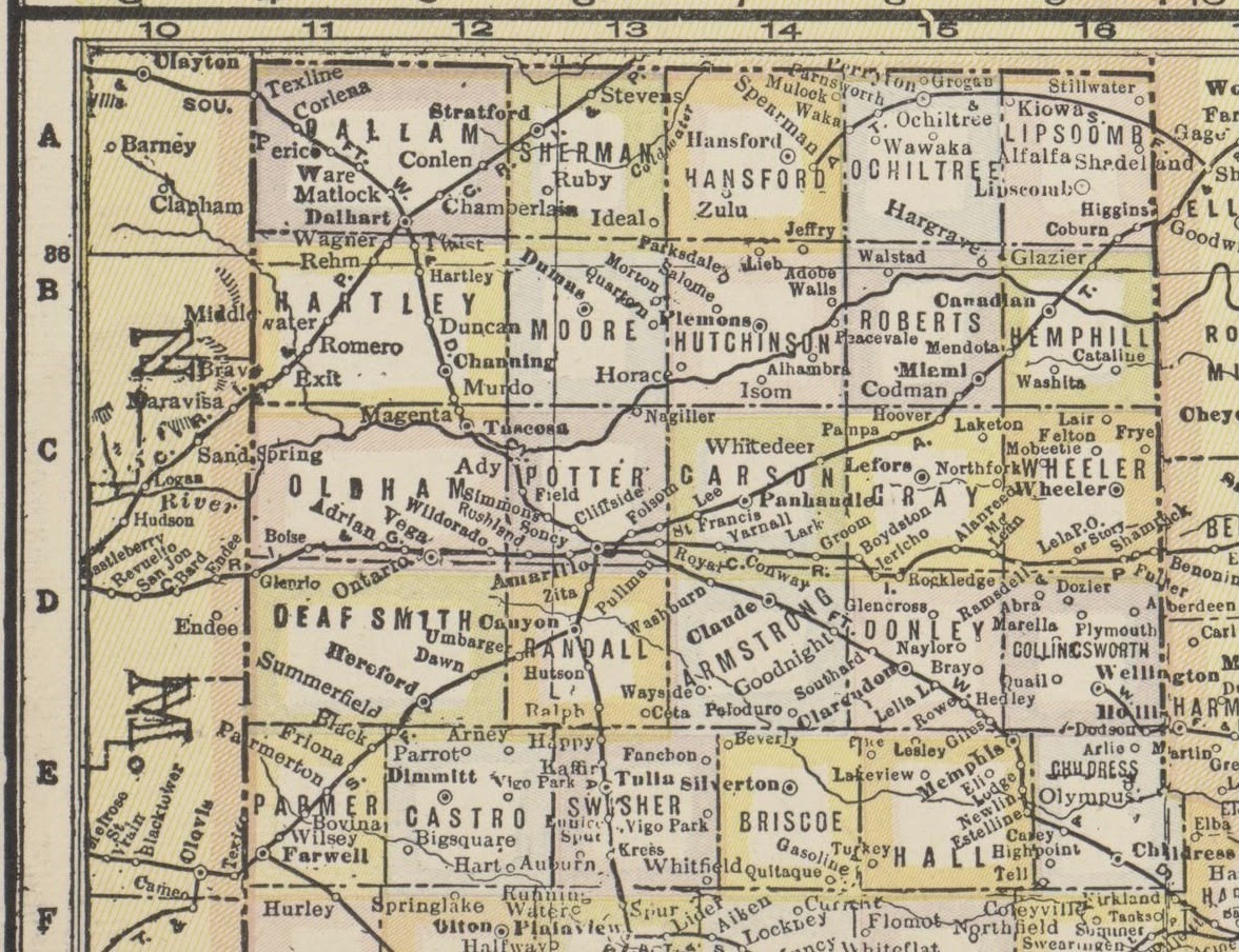 1928 Map of the Texas Panhandle